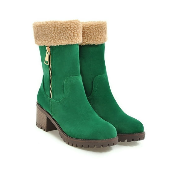 Women's Winter Boots, Ankle Boots with Chunky Heel for Warm & Comfortable Snow Outdoor Wear