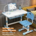 thumbnail image 4 of Fompes Kids Functional Desk and Chair Set Ergonomic Height Adjustable Children School Study Desk with Book Stand LED Light and Storage Drawer for Boys Girls - Blue, 4 of 13