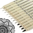 thumbnail image 1 of Micro Fineliner Drawing Art Pens: 12 Black Fine Line Waterproof Ink Set Artist Supplies Archival, 1 of 8