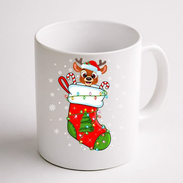 Deer In Christmas Socks Santa Deer Mug, Funny Christmas Gifts, Kids  Christmas Mug, Mug for Coffee Lovers Cute Xmas Cups Winter Holiday Mugs  Xmas