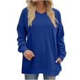 thumbnail image 1 of Yuyuzo Womens Sweatshirts Tops V Neck Long Sleeve Straight Line Pullover Fall Casual Sweatshirt Solid Color, 1 of 6