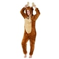 thumbnail image 2 of Christmas Mens Union Suit Zip-Up Onesie Pajama, Bunny, Yeti, or Moose, Brown, Size: XL, 2 of 7