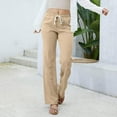 thumbnail image 2 of Pants for Women Solid Color Long Pants Summer Must Have Women's Drawstring Wide Leg Pants Soft Lounge Pants with Pockets Cozy Home Wear Lightweight Breathable Fabric Modern Comfort Clothing, 2 of 9
