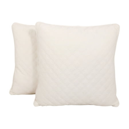 Better Homes & Gardens Quilted Velvet Classic Decorative Throw Pillows, 19" x 19", Vanilla Dream Off-White (2 Count)