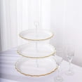 thumbnail image 6 of Efavormart 15" White 3-Tier Plastic Cupcake Tray Tower With Gold Scalloped Edges, Reusable Round Dessert Stand With Lace Cut Rim, 6 of 11
