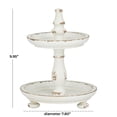 thumbnail image 3 of DecMode 8" x 10" White Wood Small Distressed 2 Tiered Server, 1-Piece, 3 of 7