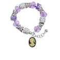 thumbnail image 2 of Delight Jewelry Silvertone Small Black Oval Cameo Purple Butterfly Bead Charm Bracelet, 7"+1" Extender, 2 of 5