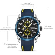 MEGIR Mens Watches Luxury Sports Wristwatch Luminous Date Quartz Chronograph Silicone Strap 2144