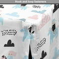 thumbnail image 4 of Cartoon Dog Crate Cover, Little Girl on Pony Along Clouds Mountains Sky Raindrops Doodle Theme, Easy to Use Pet Kennel Cover Small Dogs Puppies Kittens, 7 Sizes, Pale Blue Rose White, by Ambesonne, 4 of 6