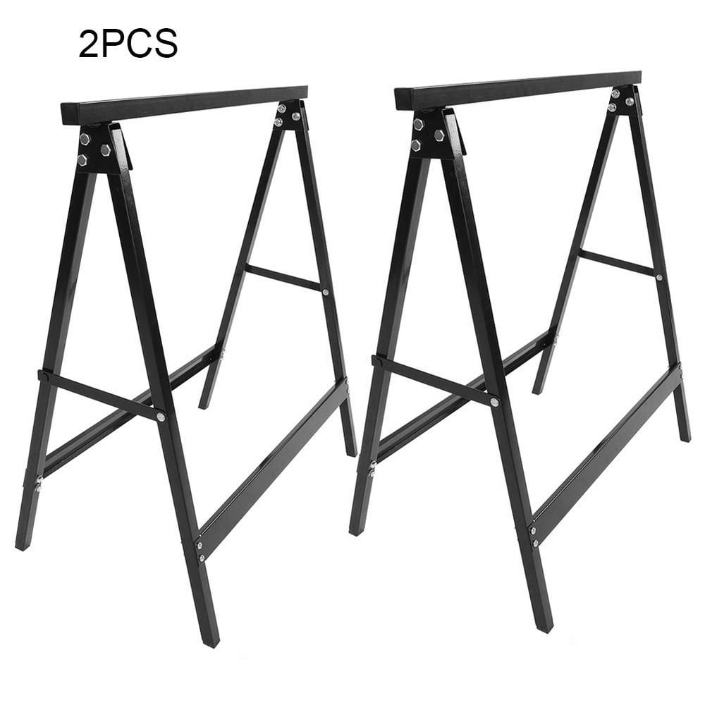 HERCHR Saw Horse, 2Pcs Folding Saw Horse Lightweight Trestle Work Bench Stand Portable Cutting
