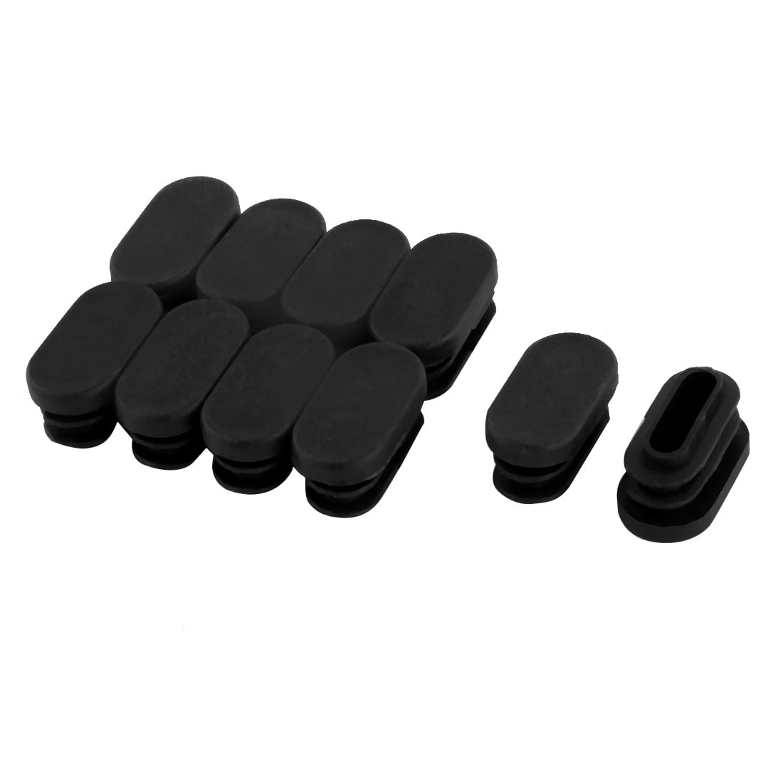 Unique Bargains 10 Pcs Antislip Plastic Oval  29mm x 14mm Chair Foot Cover Table Furniture Leg Protector Black