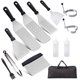 thumbnail image 1 of 11 piezas de espátulas para barbacoa, juego de espátulas de acero inoxidable, juego de accesorios para plancha de barbacoa profesional para Teppanyaki, 1 of 4