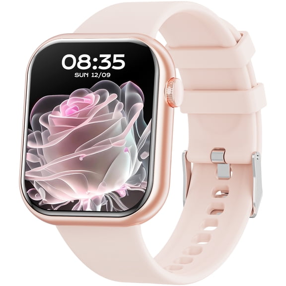 Mingdaln 1.85-inch Men Womens Smartwatch,with Bluetooth Answer/Make Calls/120 Sports Modes/10 Days Standby, Rugged IP68 Waterproof Fitness Tracker Fits for Android Iphone Devices, Perfect Gift(Pink)