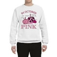 thumbnail image 2 of Wild Bobby In October We Wear Pink Pumpkin Cheetah Print Breast Cancer Awareness Unisex Crewneck Sweatshirt, White, Medium, 2 of 6