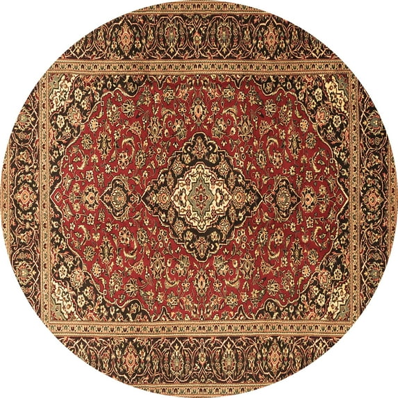 Ahgly Company Indoor Round Medallion Brown Traditional Area Rugs, 3' Round