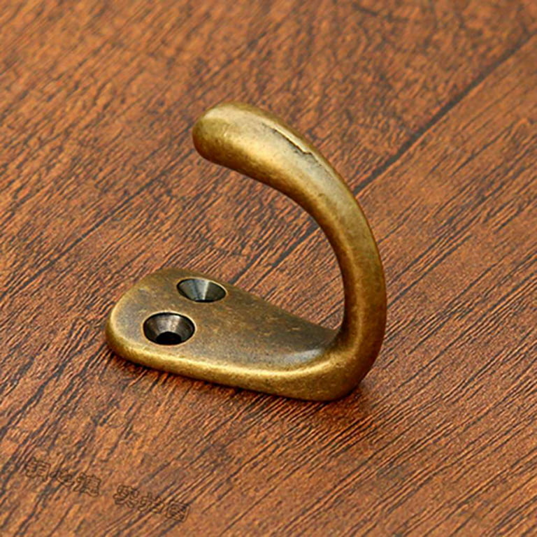 TureClos Brass Clothes Hat Belt Solid Hooks Vintage Wooden Door