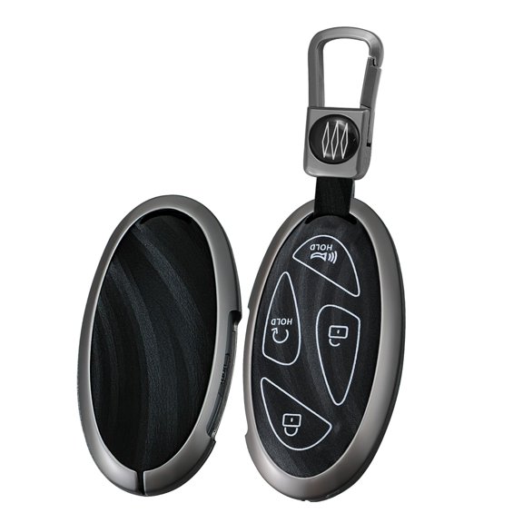 5/7 Buttons Key Fob Case Fit for Hyundai Tucson Hybrid 2025 Metal and Leather Key Cover with Keychain for Ioniq 6 Grandeur GN7 KONA Elantra Azera Sonata Hybrid Santa fe 2023 2024