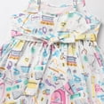 thumbnail image 4 of IBTOM CASTLE Kids Girls Back to School Dress Sleeveless Pencil Book Causal Ruffle Kindergarten Dresses with Pockets 3-4 Years Pink + White, 4 of 8
