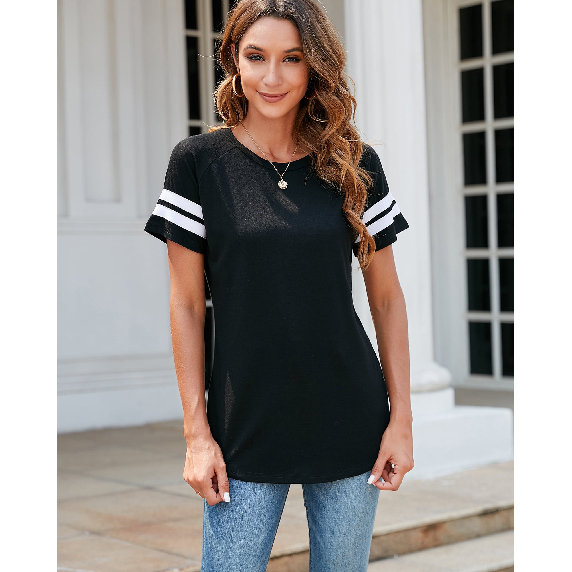 magorange Women Summer Casual Graphic tee Round Neck Loose Fit