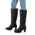 thumbnail image 5 of Pennysue Women Knee High Boots Black Wide Calf Chunky Heel Booties For Women 8M, 5 of 6
