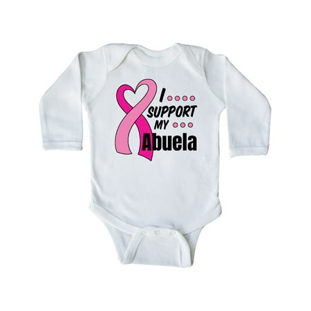 

Inktastic Breast Cancer Awareness I Support My Abuela with Pink Ribbon Gift Baby Boy or Baby Girl Long Sleeve Bodysuit