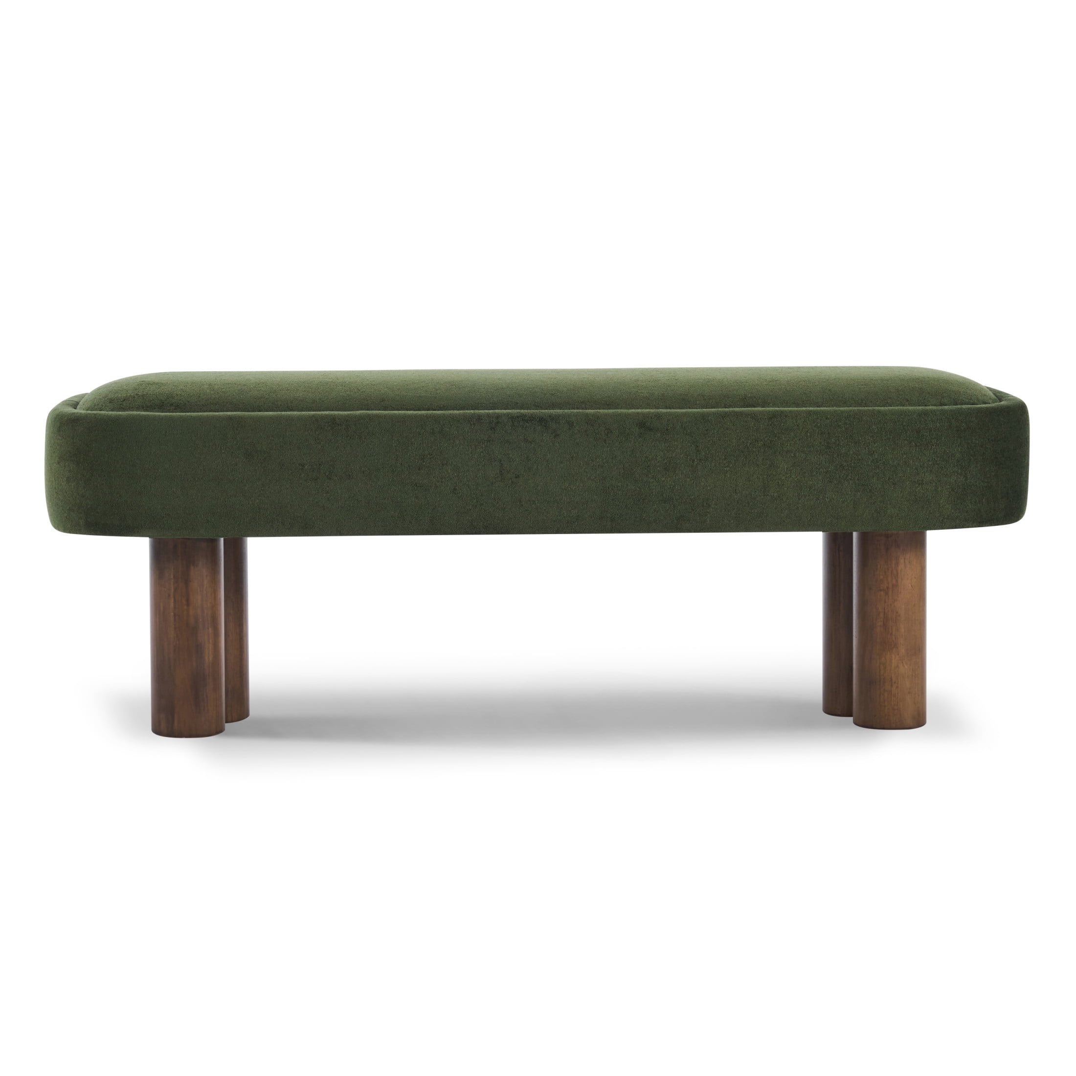 Christopher Knight Home 51.57" Upholstered Dining Bench with Wooden Legs, Chic Modern Design, Green