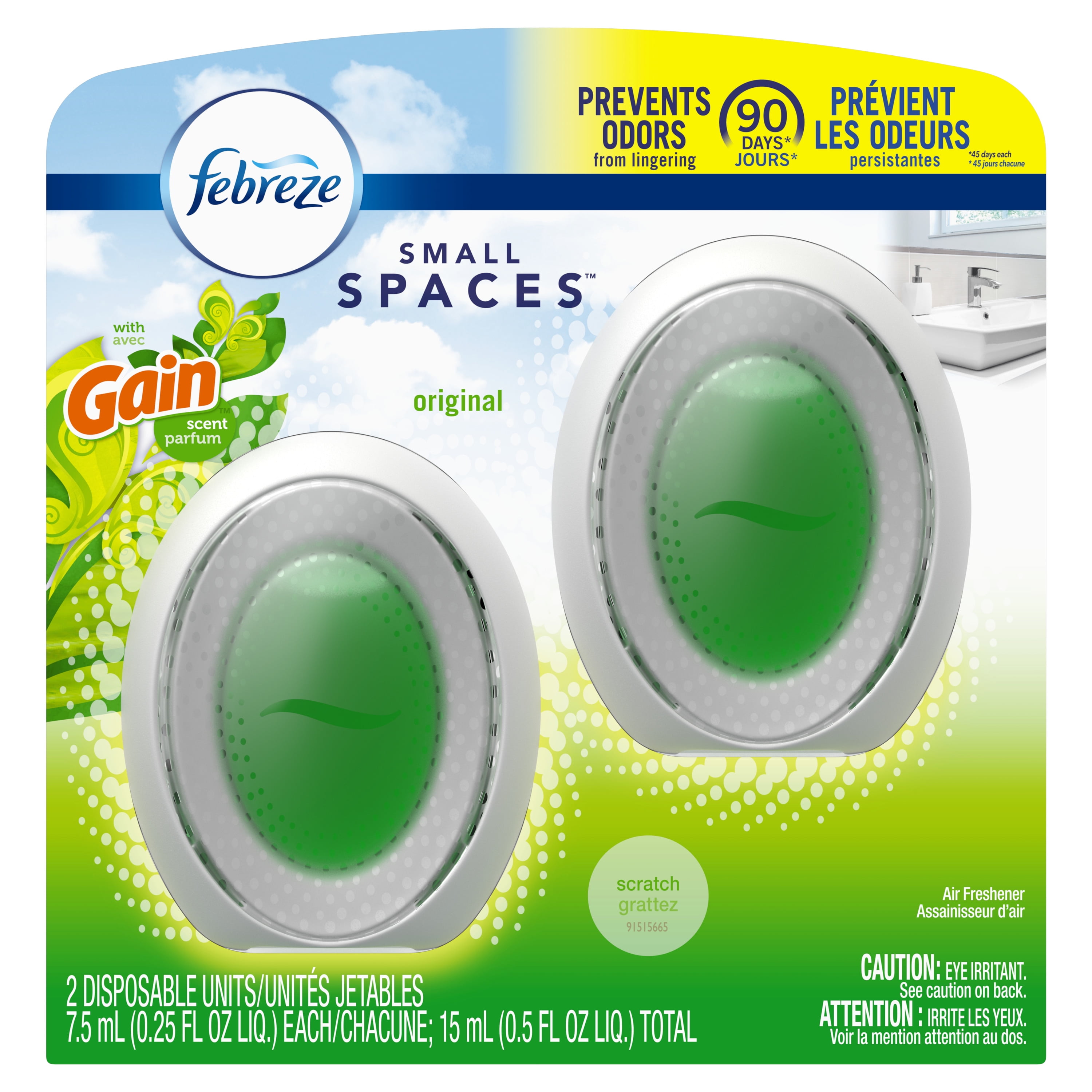 Febreze Small Spaces Air Freshener with Gain Scent, Original, 2 count