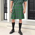 thumbnail image 2 of YAYUBA Men's Kilt for Men Retro Scottish Style Plaid Contrast Waistband Pleated Skirt, 2 of 9
