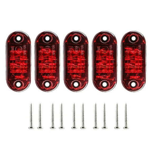 5Pcs Red LED 2.5Inch 2 Diode Light Oval Clearance Trailer Truck Side Marker Lamp