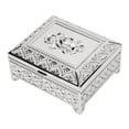 thumbnail image 3 of Caja de joyería de aleación de zinc con tapa abatible de una sola capa con diseño de rosas vintage en relieve, caja de regalo para mujeres y niñas, color plateado, 3 of 14