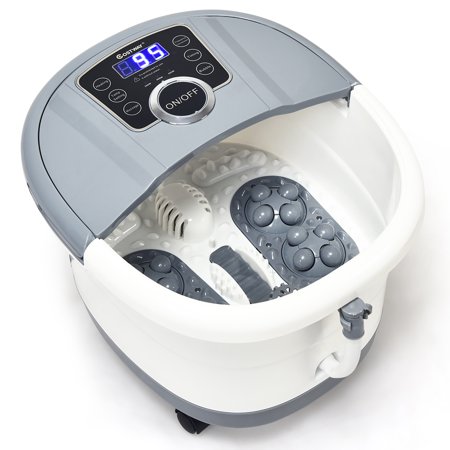 Goplus Electric Foot Spa Bath Shiatsu Roller Motorized Massager Fast Heating Portable Gray