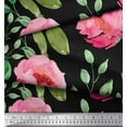 thumbnail image 2 of Soimoi Poly Georgette Fabric Flower & Leaves Watercolor Printed Fabric 1 Yard 52 Inch Wide, 2 of 3
