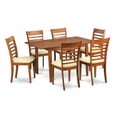 thumbnail image 1 of East West Furniture PSML7-SBR-C 7Pc Set Picasso Table with 12 in butterfly leaf and 6 padded seat chairs, 1 of 1