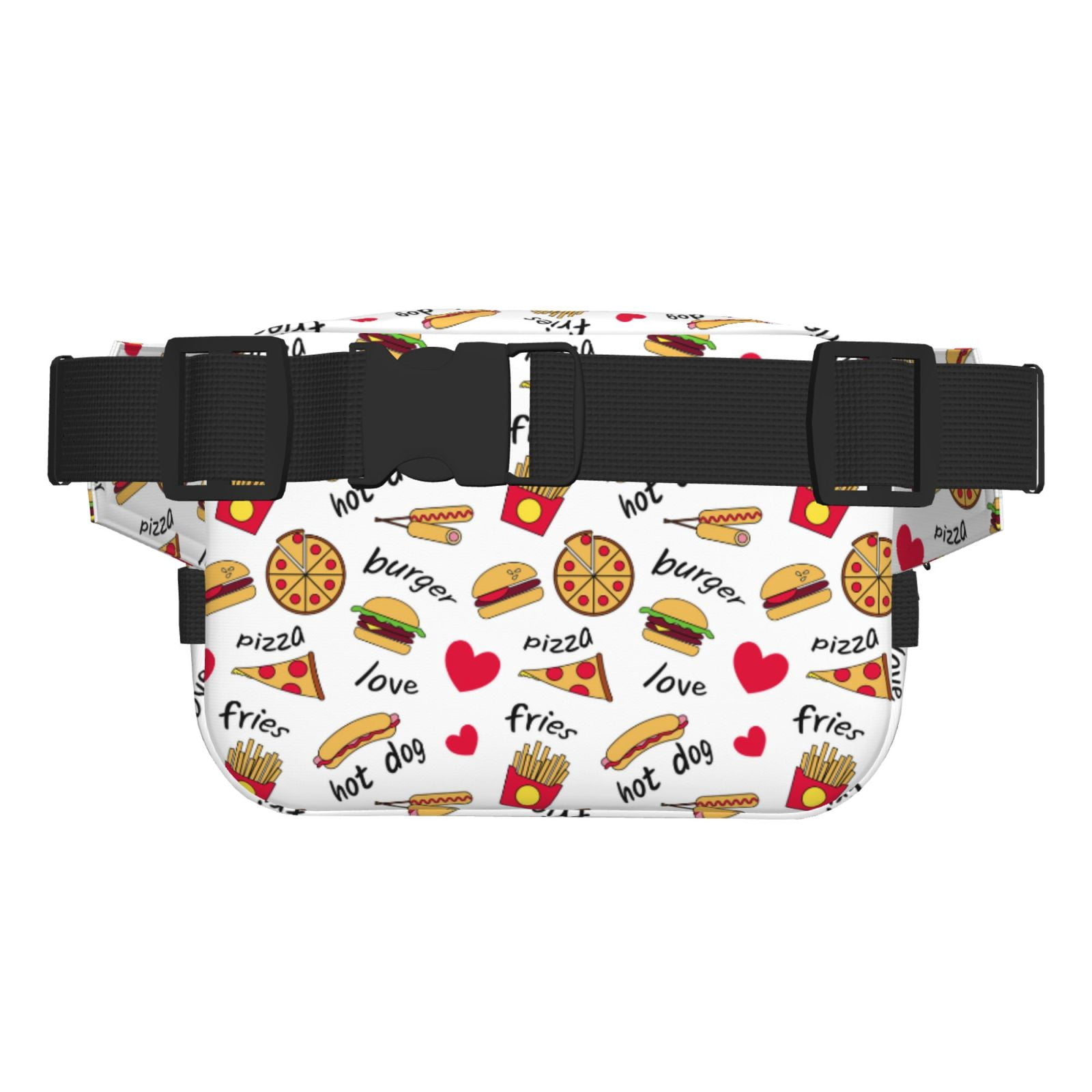 Picia Fast Food Print Square Double-Layer Waist Bag Mini Adjustable Waist Belt Bag Exercise Running Travel Hiking