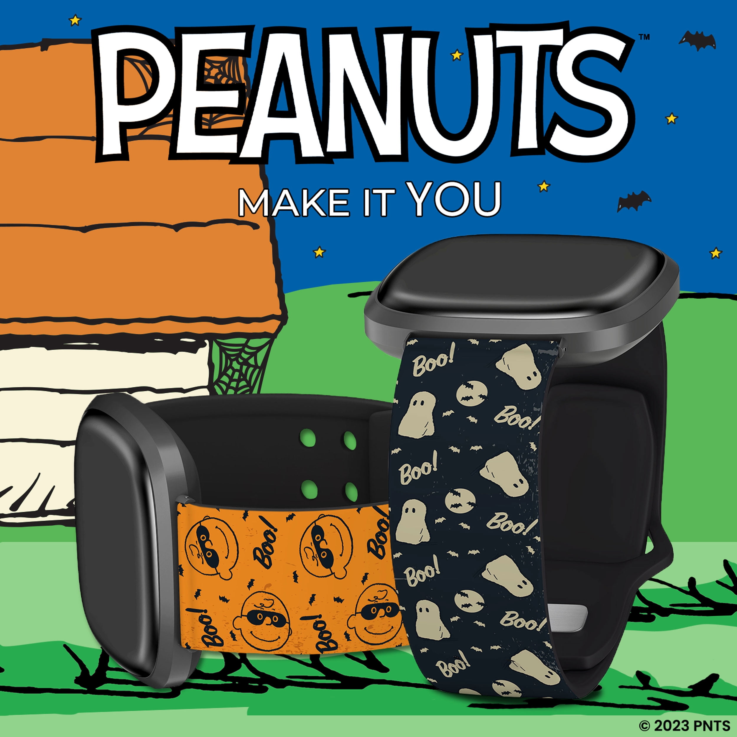 Peanuts Halloween HD Watch Band Compatible with FitBit Versa 3 & Sense (20mm Long Spooky Crew) by Affinity Bands