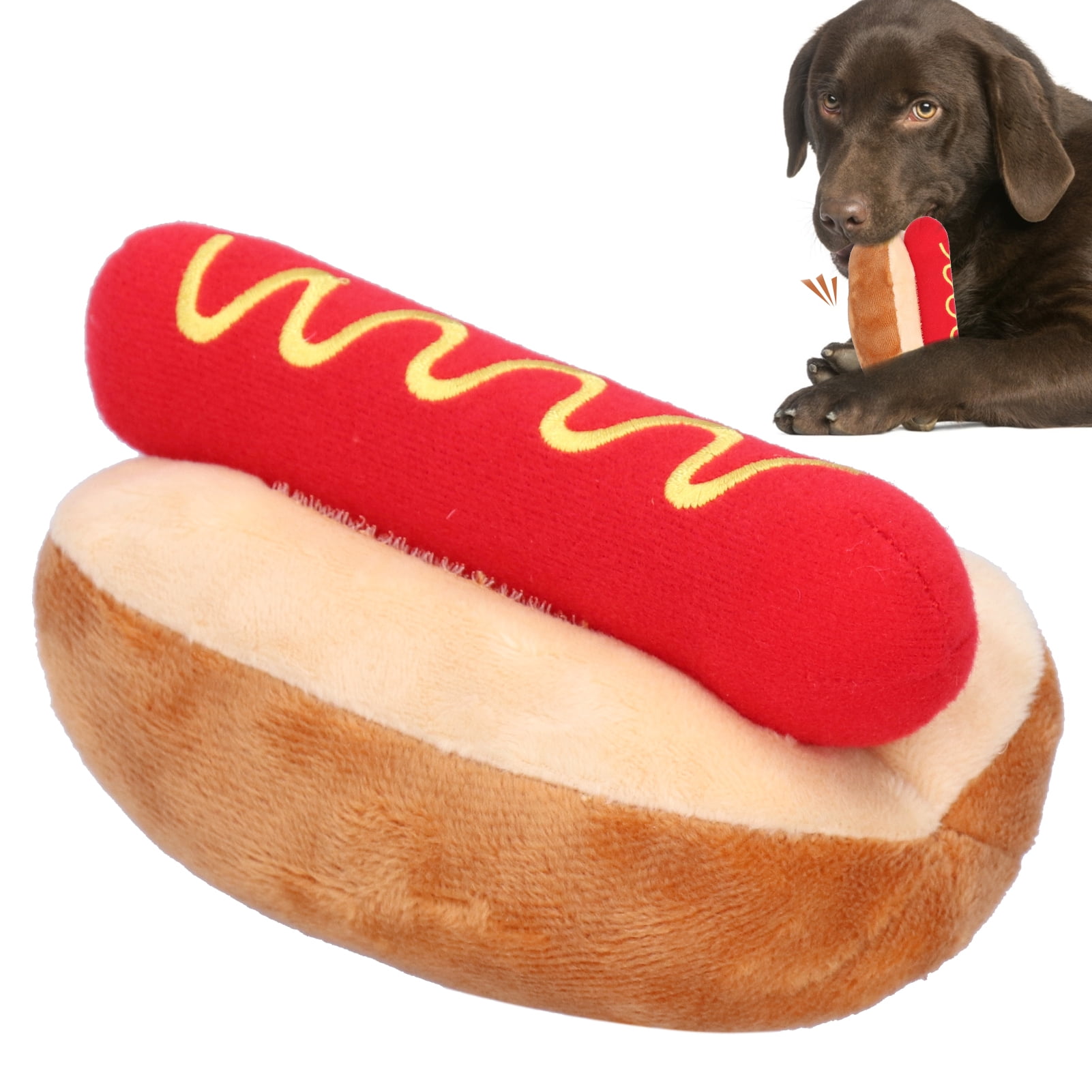Hot dog plush dog toy hotsell