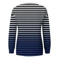 thumbnail image 5 of Women's Black and White Striped Long Sleeve Shirt, Casual Round Neck Blouse Tops, Printed Sweatshirt Style Blouse for Women, 5 of 5
