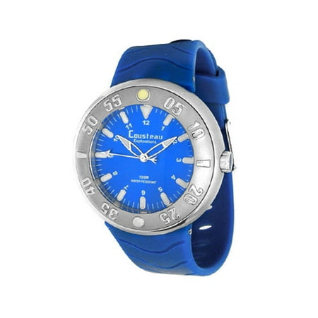 Cousteau Exploration Men's Blue Rubber Strap Watch
