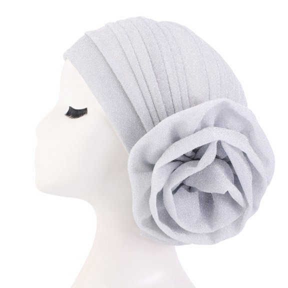 VJGBEGW Women Flower Turban Hat Cancer Chemo Cap Stretch Slouchy Beanie Head Wrap Sleep Caps #3 White