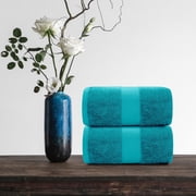 White Classic Hotel Collection 650 Gsm Cotton Bath Sheet Towels, Oversized Bathroom Towels, Aqua, 35 x 70, 2 Pack