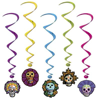 Club Pack of 30 Multi-Colored Day Of The Dead Whirl Halloween Hanging Decorations 40