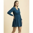 thumbnail image 2 of Moomaya Women Printed Viscose Dress, Long Sleeves V-neck Short Length Summer Dress, 2 of 7