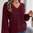 thumbnail image 5 of Ashirexll Pullover Sweaters for Women Winter Sweaters Fashion Casual Button Long Sleeve V-Neck Keeping Warm Outing Knit Sweater, 5 of 7