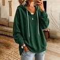 thumbnail image 2 of Lenpel Oversized Sweatshirts for Women Fall Trendy Drawstring Casual Loose Hoodies Comfy Long Sleeve Warm Pullover Tops(Green,Medium), 2 of 5