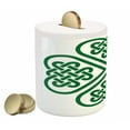 thumbnail image 2 of Celtic Piggy Bank, Monochrome 4 Leaf Clover Flower Shaped Timeless Celtic Form Gaelic, Ceramic Coin Bank Money Box for Cash Saving, 3.6" X 3.2", Green White, by Ambesonne, 2 of 4