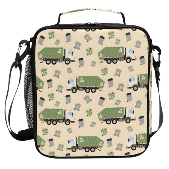 ALAZA Garbage Trucks Lunch Box Insulated Cooler Lunch Bag with Shoulder Strap Meal Prep Tote