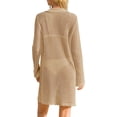 thumbnail image 4 of Long Sleeved Women V Neck Casual Crochet Dress Button Down Mini Cover Ups, 4 of 7