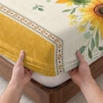 thumbnail image 3 of Cal.King Size Fitted Sheet Set - Sunflower Yellow 3 Piece Bedding Sets 16" Deep Pocket Fitted Sheet with 2 Pillowcases, Retro Southwest Country Plant Leaf Floral Brushed Microfiber Hotel Bed Sheets, 3 of 9