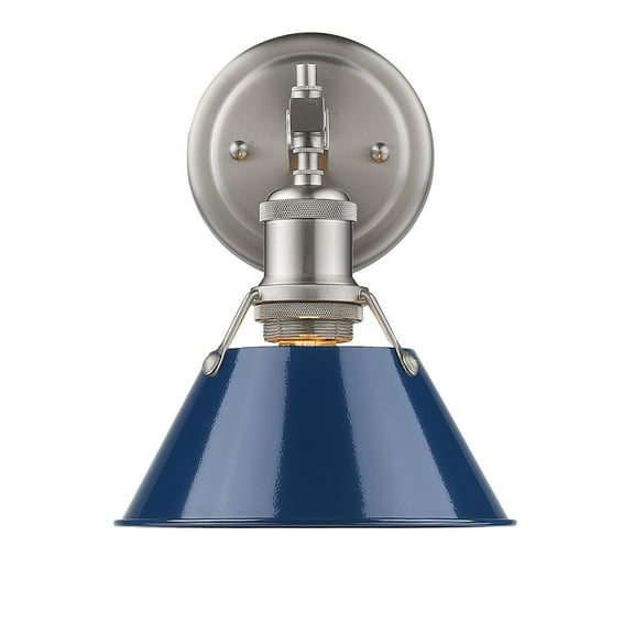 Yep by Golden Lighting Orwell 1-light Vanity in Pewter and Navy Blue shade