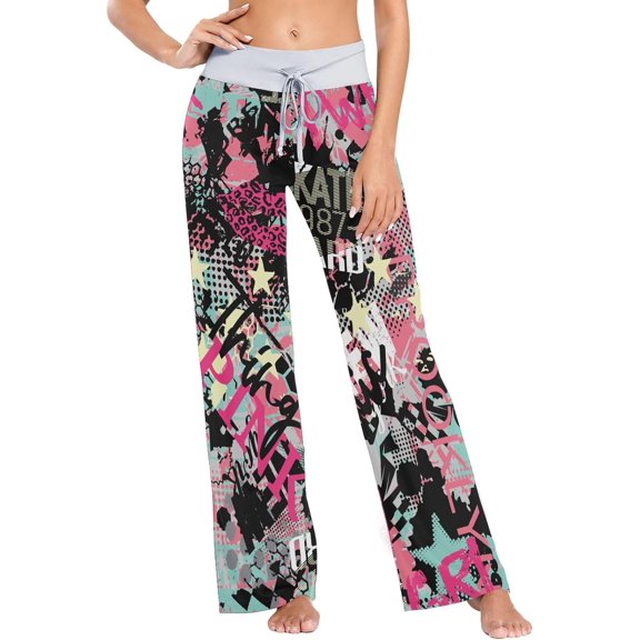 GZHJMY Women's Pajama Pants Modern Graffiti Print Comfy Stretch Sleepwear Essentials womens Lightweight Lounge Terry Pajama Pant, X-Large